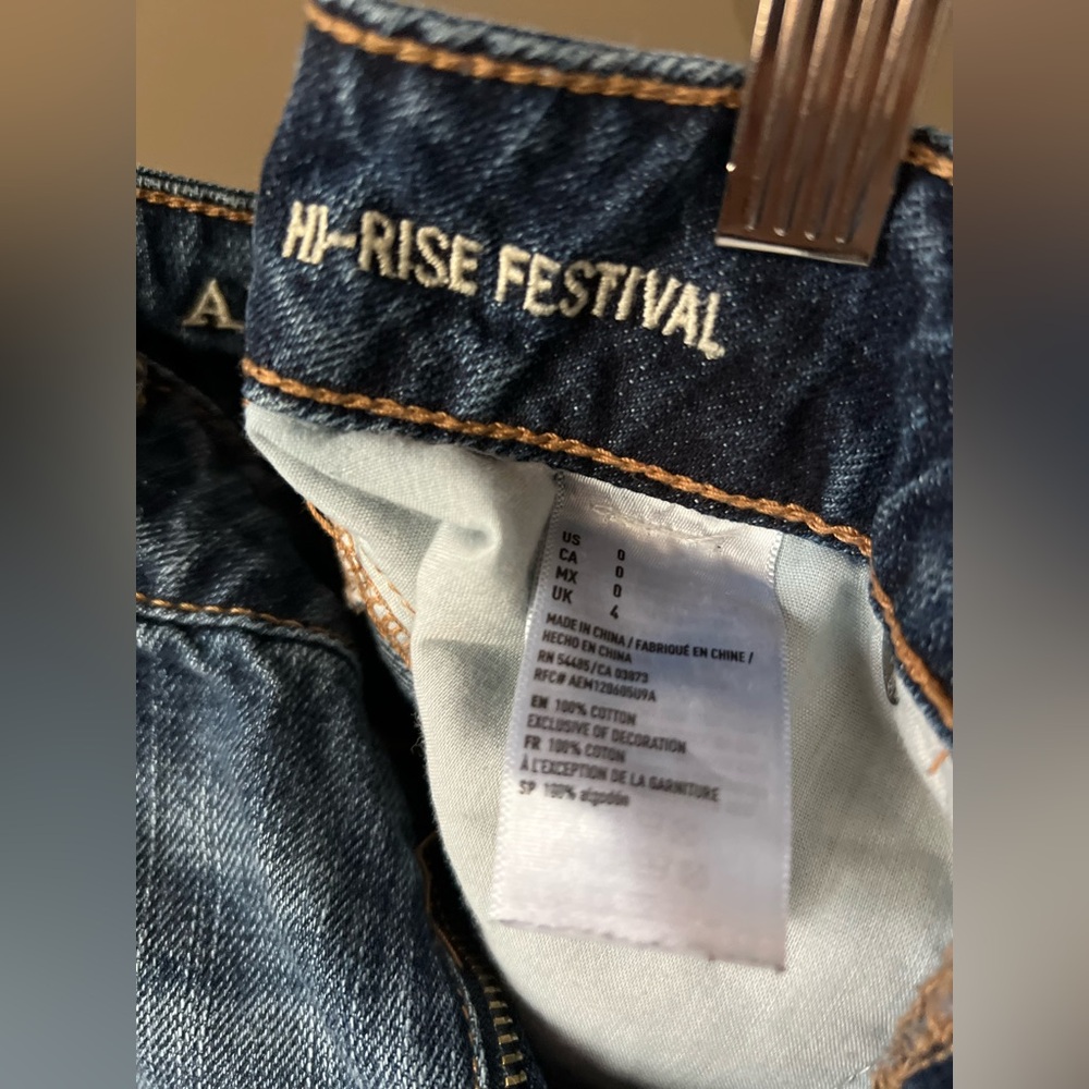 American Eagle Outfitters Ripped Blue Jean Shorts - Picture 4 of 4